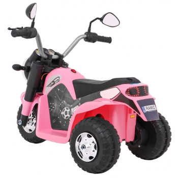 Motorek MiniBike na akumulator dla dzieci Różowy + Dźwięki + Światła LED + Ekoskóra